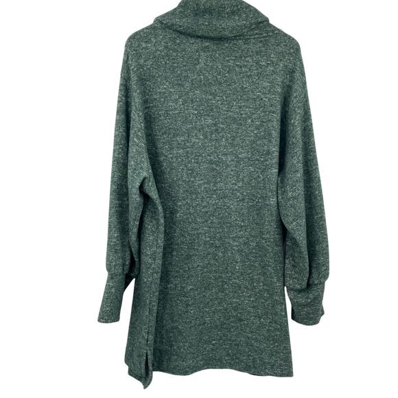Anthropologie Maeve Fleece Sweater Cowl Neck Longline Tunic Teal Green Womens 2X - Picture 4 of 7